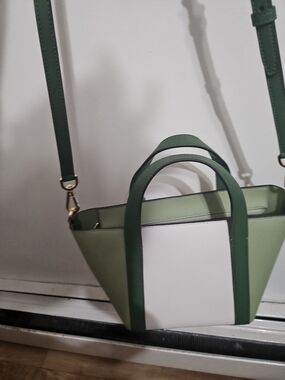 MK Green and White Structured Tote Handbag - Women Bags